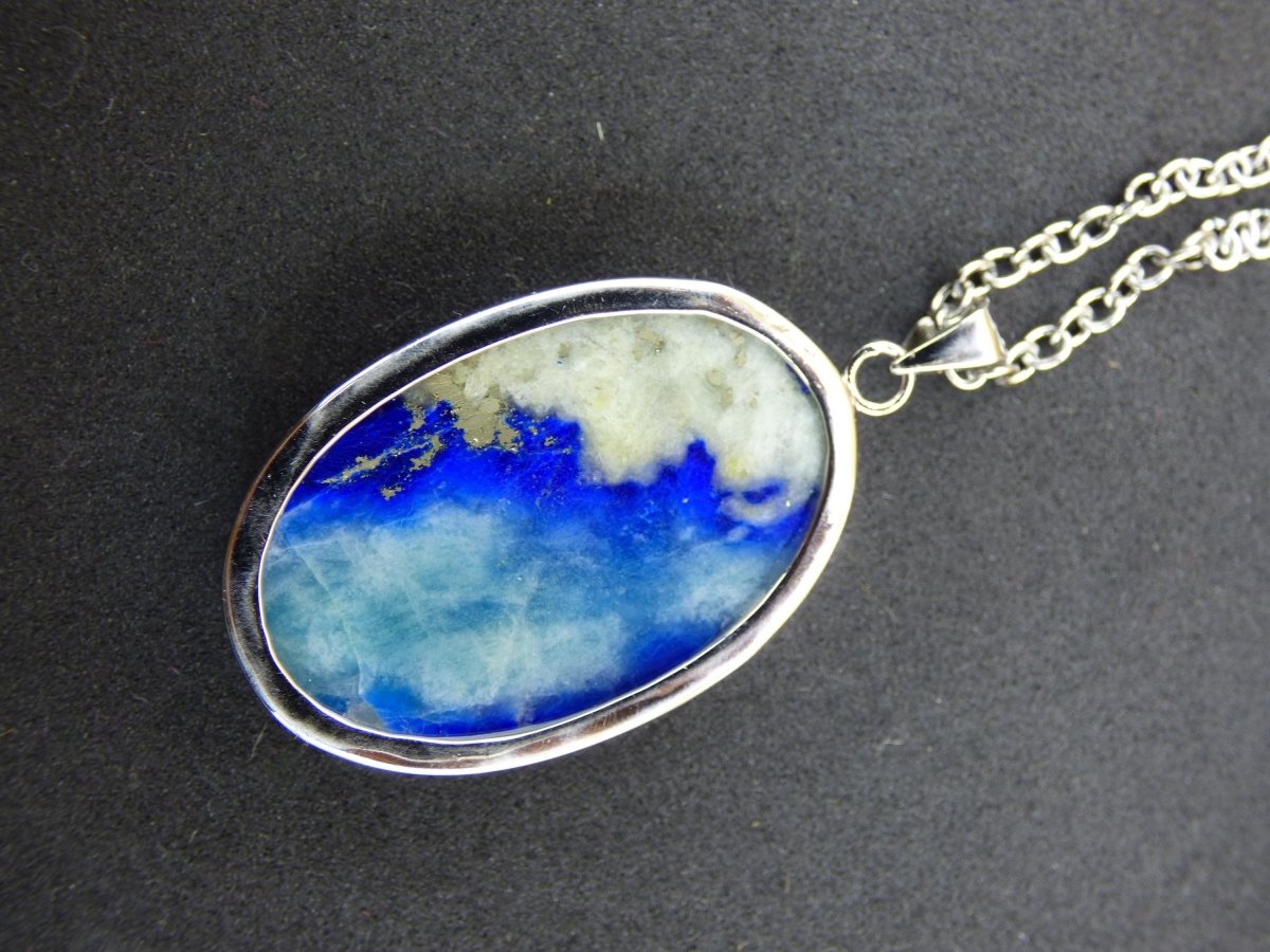 Afghanit AAA ~ 925 Silber Edelstein Kette Heilstein Natur Blau Rarität Edel Mann Frau Geschenk Er Sie Freundin Energie Kraft Ruhe Glück - Art of Nature Berlin