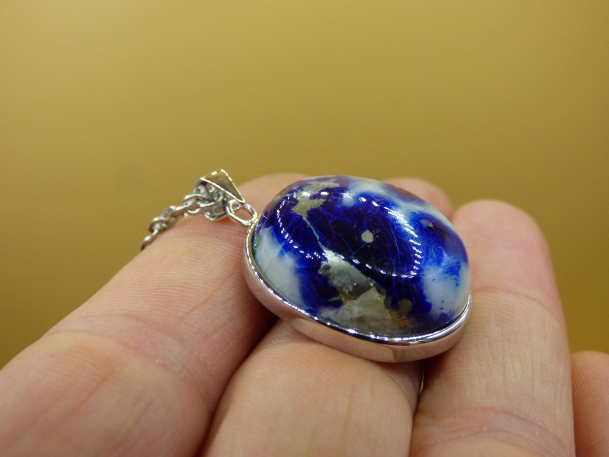 Afghanit AAA ~ 925 Silber Edelstein Kette Heilstein Natur Blau Rarität Edel Mann Frau Geschenk Er Sie Freundin Energie Kraft Ruhe Glück - Art of Nature Berlin