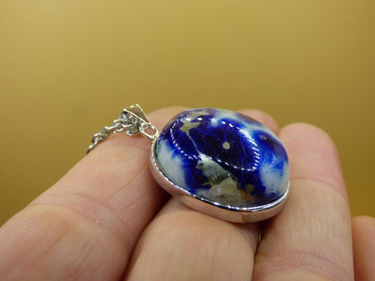 Afghanit AAA ~ 925 Silber Edelstein Kette Heilstein Natur Blau Rarität Edel Mann Frau Geschenk Er Sie Freundin Energie Kraft Ruhe Glück - Art of Nature Berlin