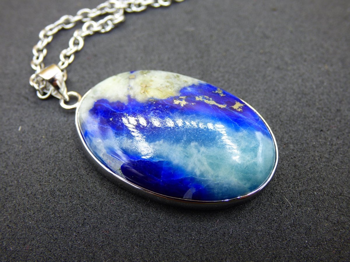 Afghanit AAA ~ 925 Silber Edelstein Kette Heilstein Natur Blau Rarität Edel Mann Frau Geschenk Er Sie Freundin Energie Kraft Ruhe Glück - Art of Nature Berlin