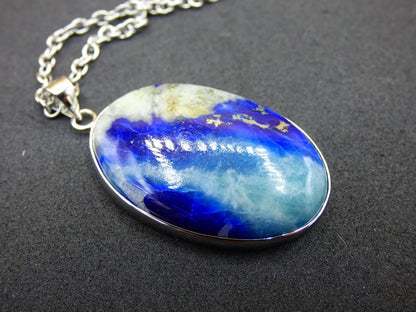 Afghanit AAA ~ 925 Silber Edelstein Kette Heilstein Natur Blau Rarität Edel Mann Frau Geschenk Er Sie Freundin Energie Kraft Ruhe Glück - Art of Nature Berlin