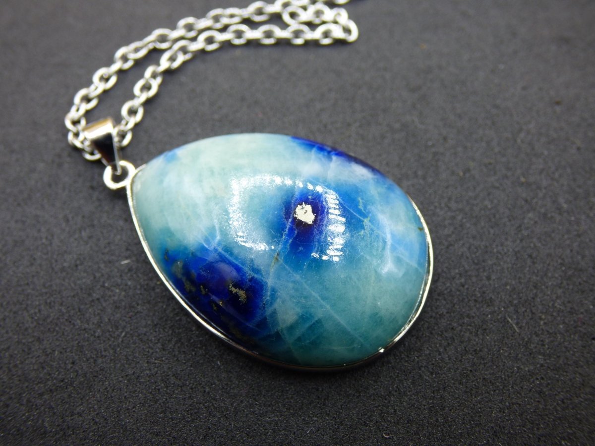 Afghanit AAA ~ 925 Silber Edelstein Kette Heilstein Natur Blau Rarität Edel Mann Frau Geschenk Er Sie Freundin Energie Kraft Ruhe Glück - Art of Nature Berlin