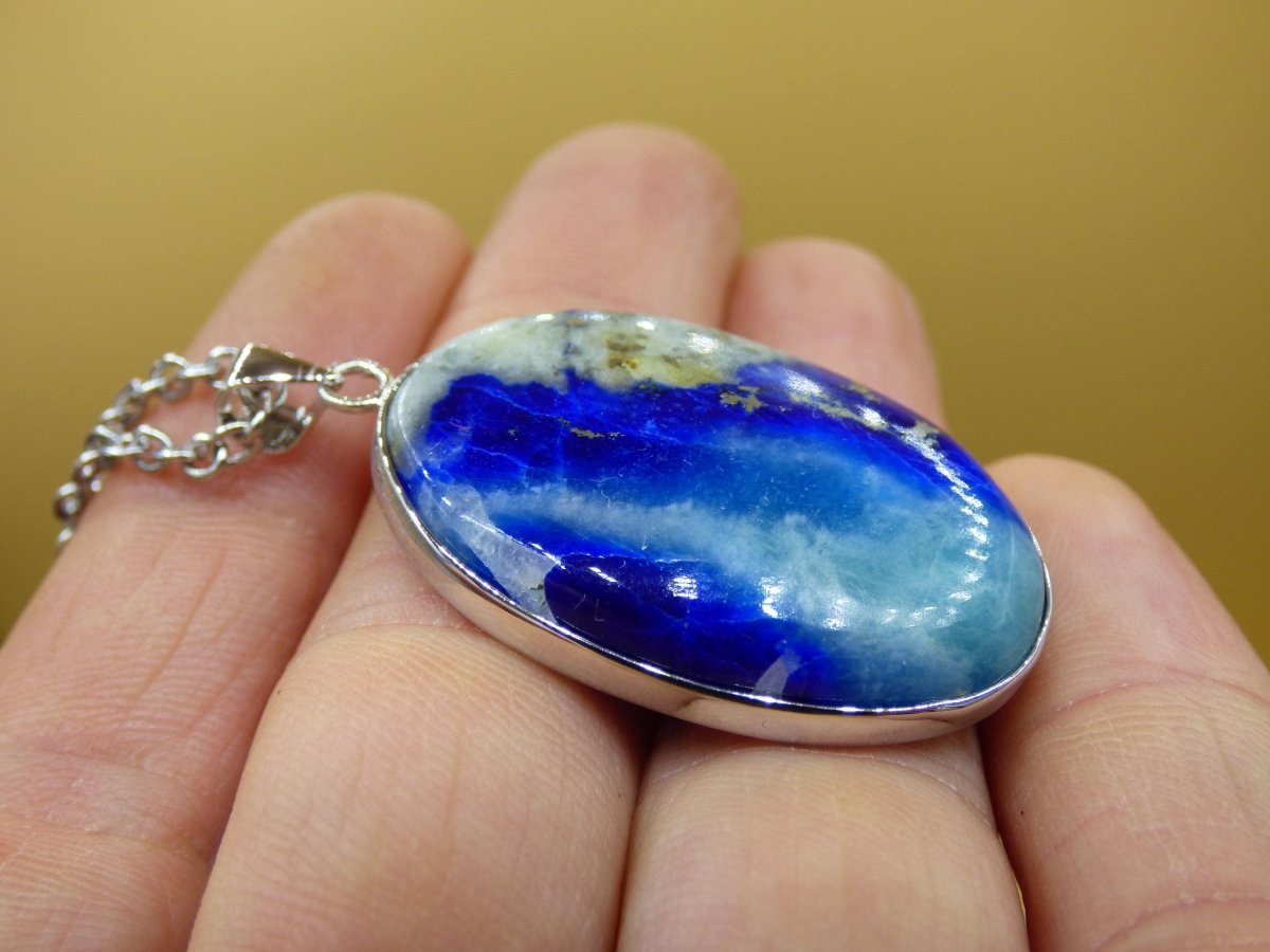 Afghanit AAA ~ 925 Silber Edelstein Kette Heilstein Natur Blau Rarität Edel Mann Frau Geschenk Er Sie Freundin Energie Kraft Ruhe Glück - Art of Nature Berlin