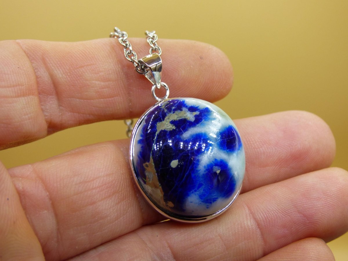 Afghanit AAA ~ 925 Silber Edelstein Kette Heilstein Natur Blau Rarität Edel Mann Frau Geschenk Er Sie Freundin Energie Kraft Ruhe Glück - Art of Nature Berlin