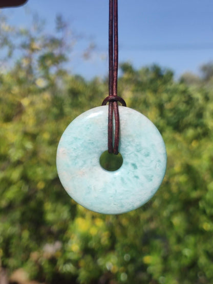 Amazonit 40mm ~ Edelstein Kette ~HIPPIE ~GOA ~Boho ~Tibet ~Ethno ~Nature ~Donut ~Schutzsymbol ~Heilstein - Art of Nature Berlin