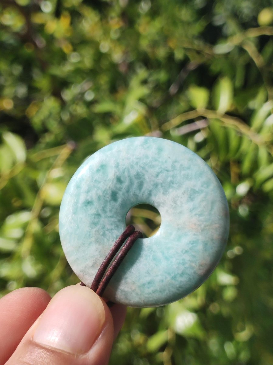 Amazonit 40mm ~ Edelstein Kette ~HIPPIE ~GOA ~Boho ~Tibet ~Ethno ~Nature ~Donut ~Schutzsymbol ~Heilstein - Art of Nature Berlin