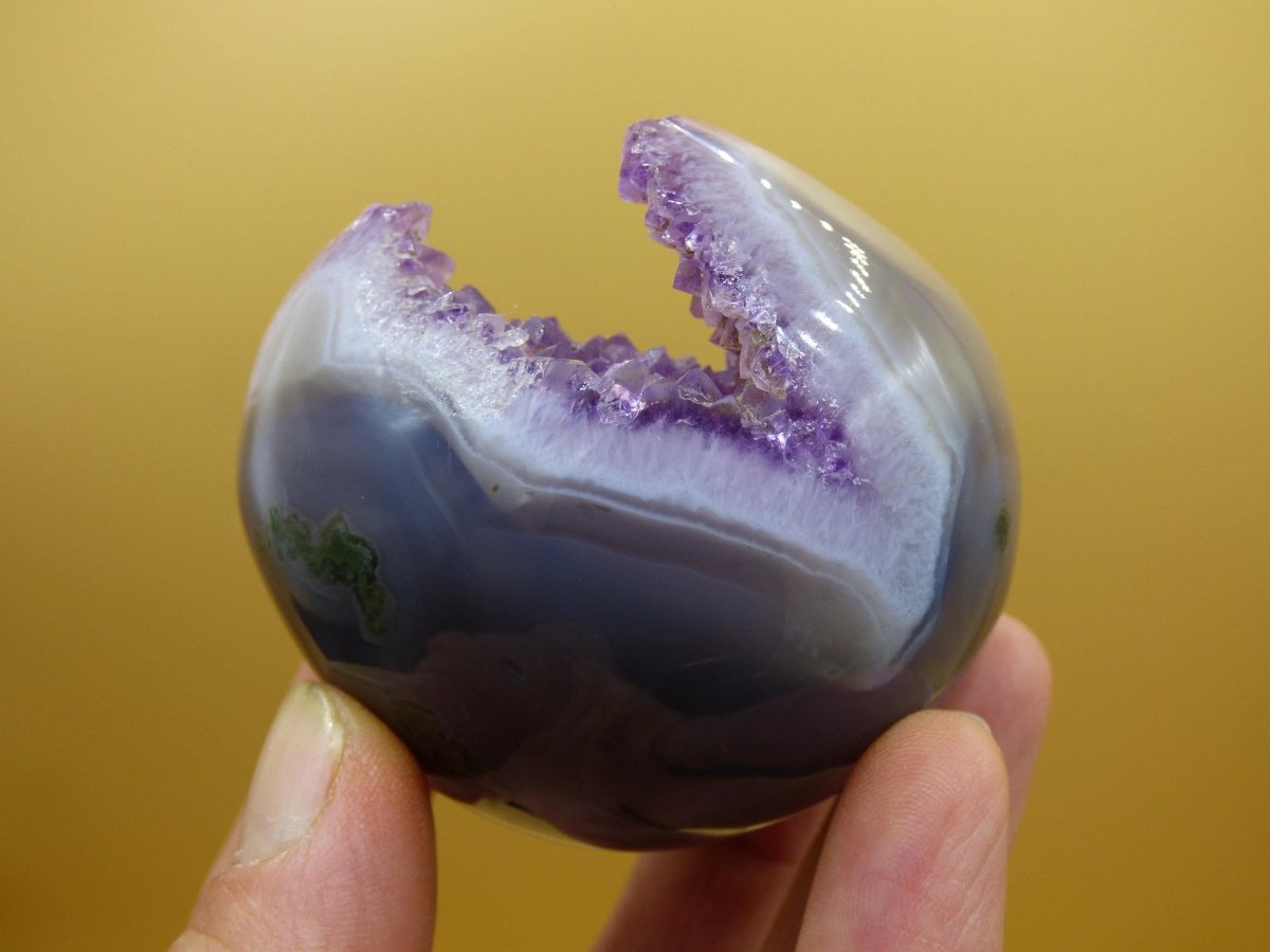 Amethyst Achat Geode Kugel ~ Magische Edelstein Deko Kristall Stufe Sphere Heilstein lila Energie Wohnen Rarität Sammler Geschenk - Art of Nature Berlin