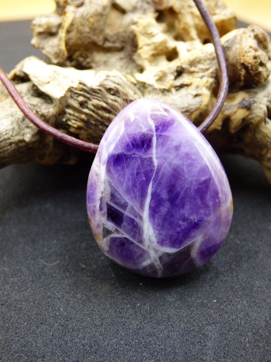 Amethyst - Edelstein Kette lila Natur Heilstein Boho Ethno Kristalle Schmuck Anhänger Mann Frau Kind Art Geschenk Weihnachten Er Sie - Art of Nature Berlin