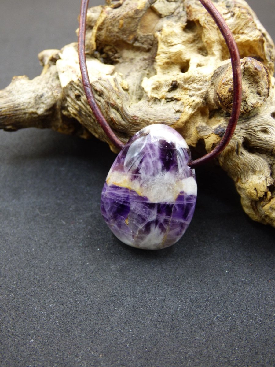 Amethyst - Edelstein Kette lila Natur Heilstein Boho Ethno Kristalle Schmuck Anhänger Mann Frau Kind Art Geschenk Weihnachten Er Sie - Art of Nature Berlin