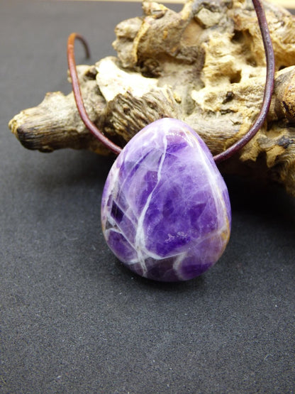 Amethyst - Edelstein Kette lila Natur Heilstein Boho Ethno Kristalle Schmuck Anhänger Mann Frau Kind Art Geschenk Weihnachten Er Sie - Art of Nature Berlin