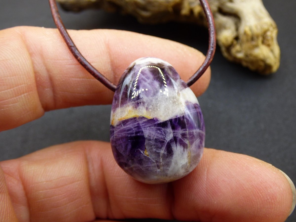 Amethyst - Edelstein Kette lila Natur Heilstein Boho Ethno Kristalle Schmuck Anhänger Mann Frau Kind Art Geschenk Weihnachten Er Sie - Art of Nature Berlin