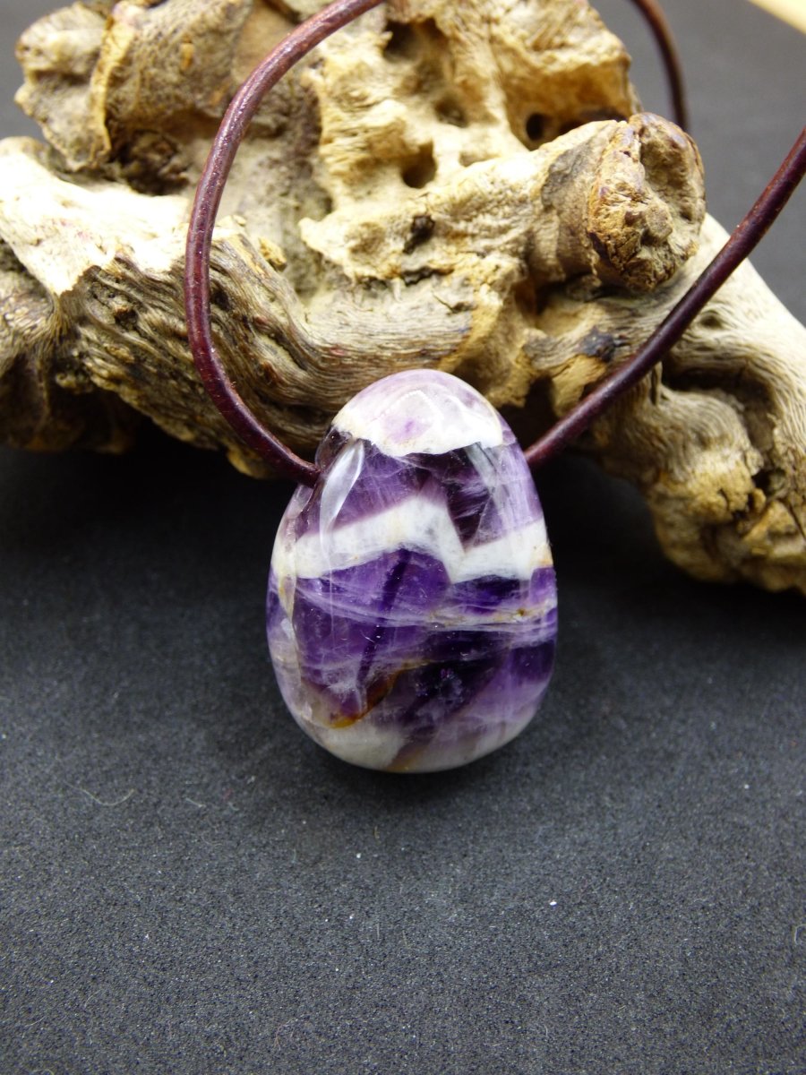 Amethyst - Edelstein Kette lila Natur Heilstein Boho Ethno Kristalle Schmuck Anhänger Mann Frau Kind Art Geschenk Weihnachten Er Sie - Art of Nature Berlin