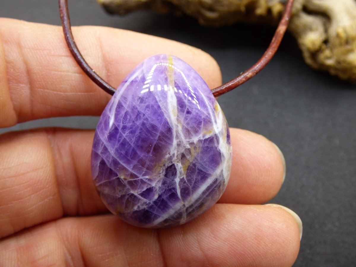 Amethyst - Edelstein Kette lila Natur Heilstein Boho Ethno Kristalle Schmuck Anhänger Mann Frau Kind Art Geschenk Weihnachten Er Sie - Art of Nature Berlin