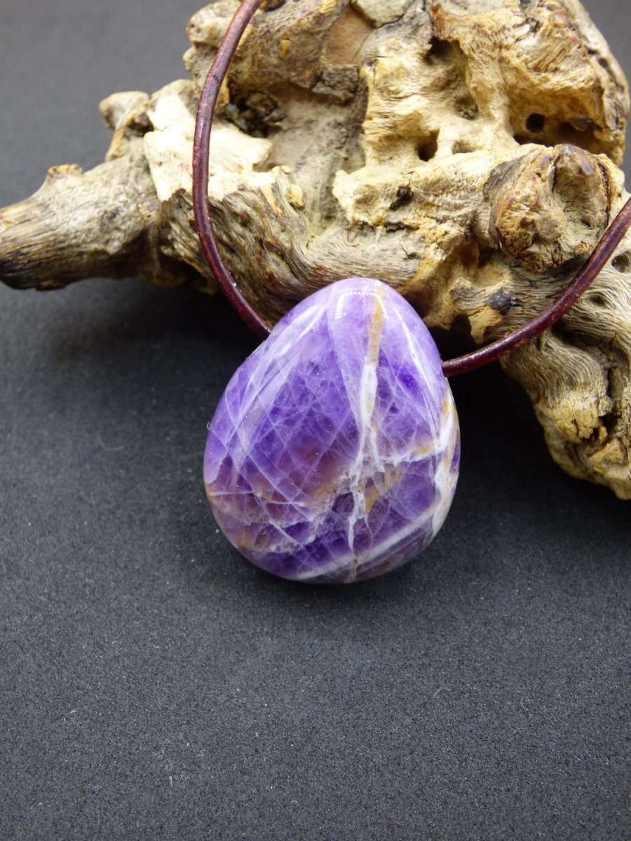 Amethyst - Edelstein Kette lila Natur Heilstein Boho Ethno Kristalle Schmuck Anhänger Mann Frau Kind Art Geschenk Weihnachten Er Sie - Art of Nature Berlin