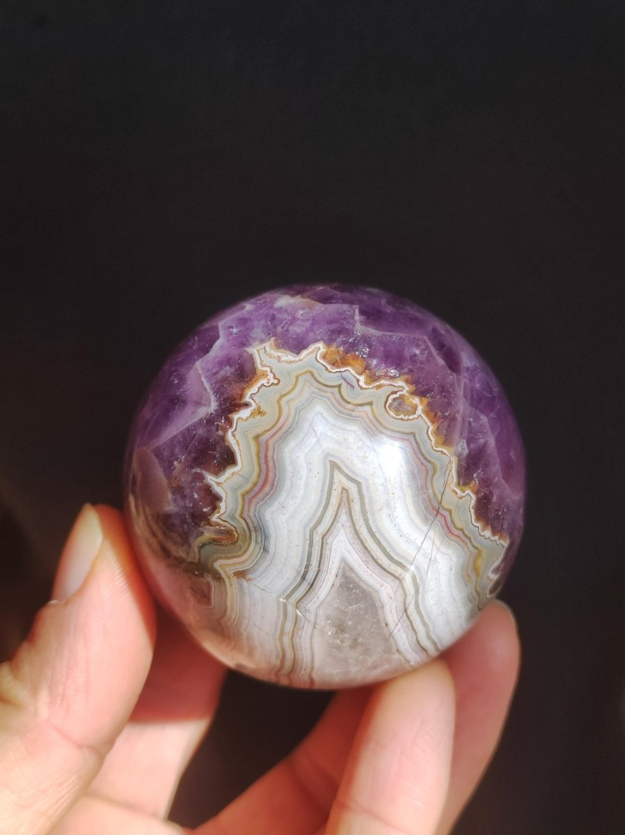 Amethyst Lace Achat ~ Magische Edelstein Kugel Massage & Deko Sphere Crystal Spielkugel Meditation ~HIPPIE ~GOA~Boho~Ethno~Heilstein - Art of Nature Berlin