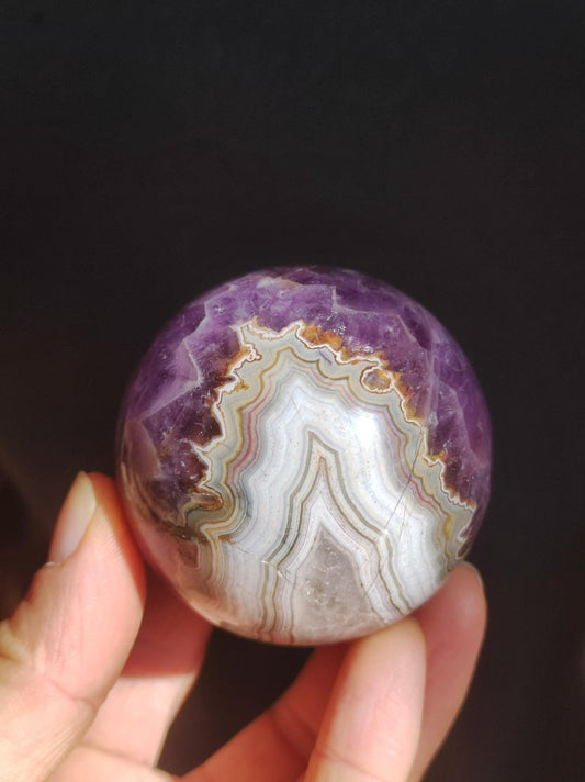 Amethyst Lace Achat ~ Magische Edelstein Kugel Massage & Deko Sphere Crystal Spielkugel Meditation ~HIPPIE ~GOA~Boho~Ethno~Heilstein - Art of Nature Berlin