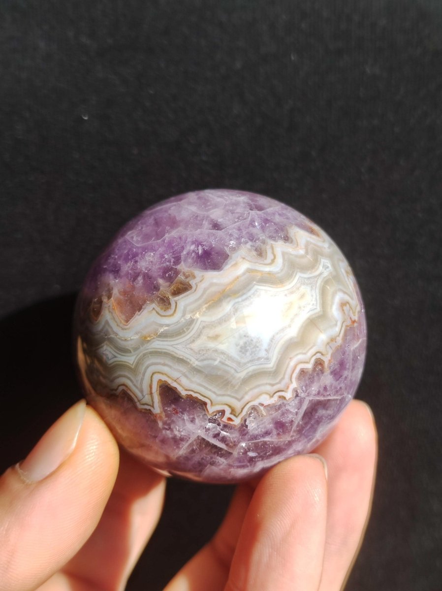 Amethyst Lace Achat ~ Magische Edelstein Kugel Massage & Deko Sphere Crystal Spielkugel Meditation ~HIPPIE ~GOA~Boho~Ethno~Heilstein - Art of Nature Berlin