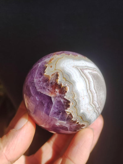 Amethyst Lace Achat ~ Magische Edelstein Kugel Massage & Deko Sphere Crystal Spielkugel Meditation ~HIPPIE ~GOA~Boho~Ethno~Heilstein - Art of Nature Berlin