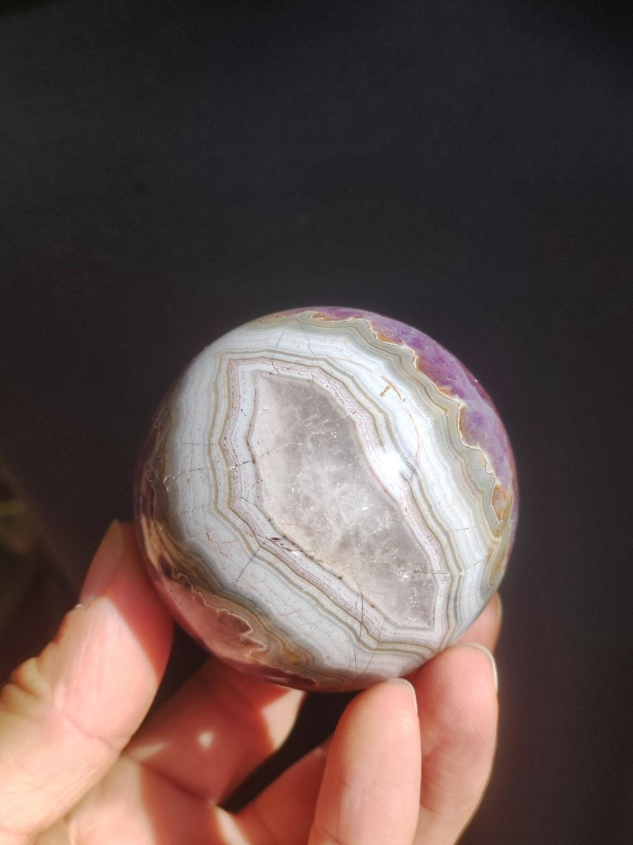 Amethyst Lace Achat ~ Magische Edelstein Kugel Massage & Deko Sphere Crystal Spielkugel Meditation ~HIPPIE ~GOA~Boho~Ethno~Heilstein - Art of Nature Berlin