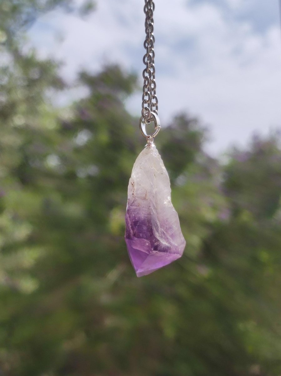 Amethyst Tropfen Roh - 925 Sterling Silber Edelstein Kette blau Rarität Natur Heilstein Kristall Anhänger Mann Frau Kind Er Sie Geschenk - Art of Nature Berlin
