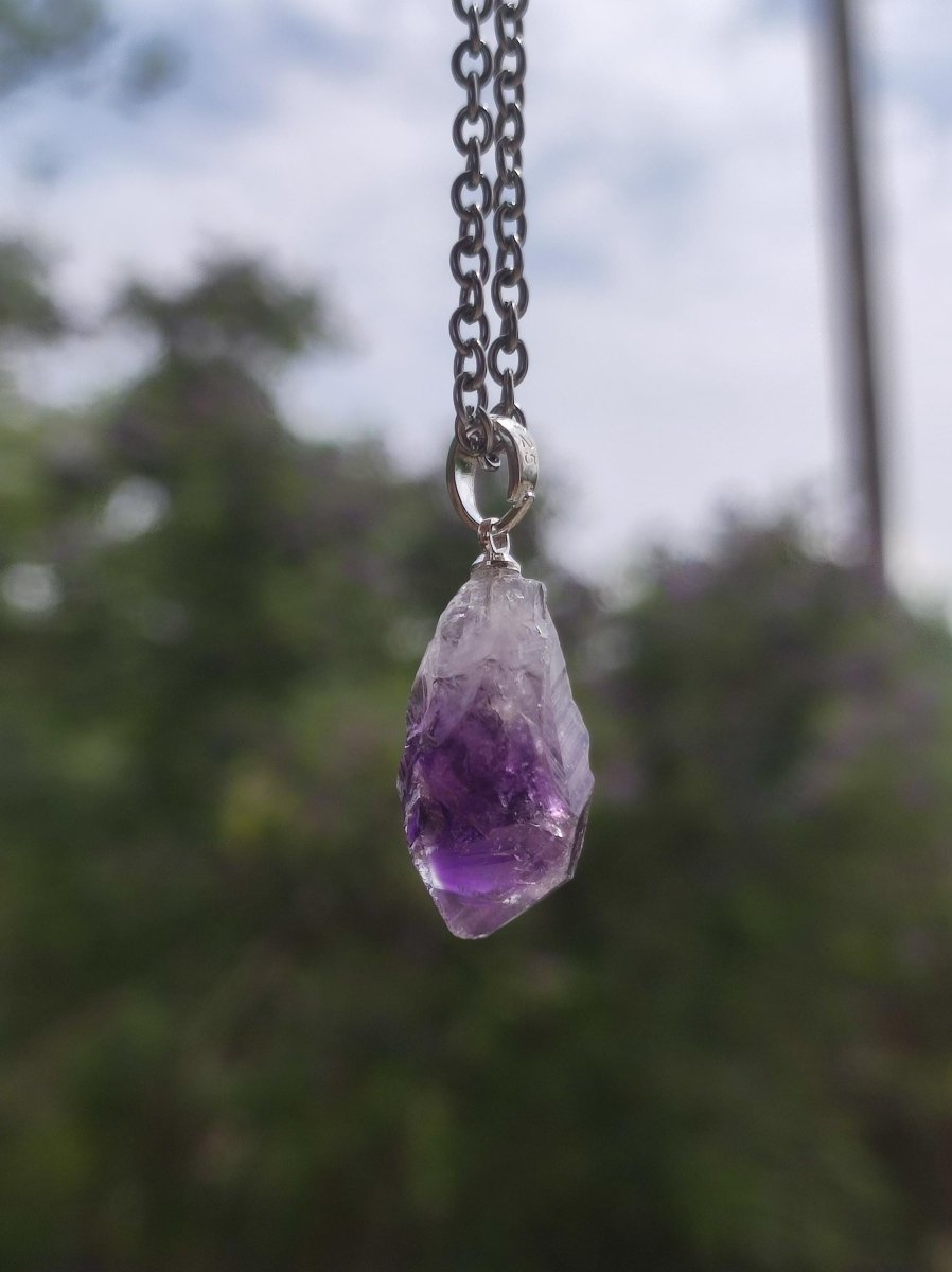 Amethyst Tropfen Roh - 925 Sterling Silber Edelstein Kette blau Rarität Natur Heilstein Kristall Anhänger Mann Frau Kind Er Sie Geschenk - Art of Nature Berlin