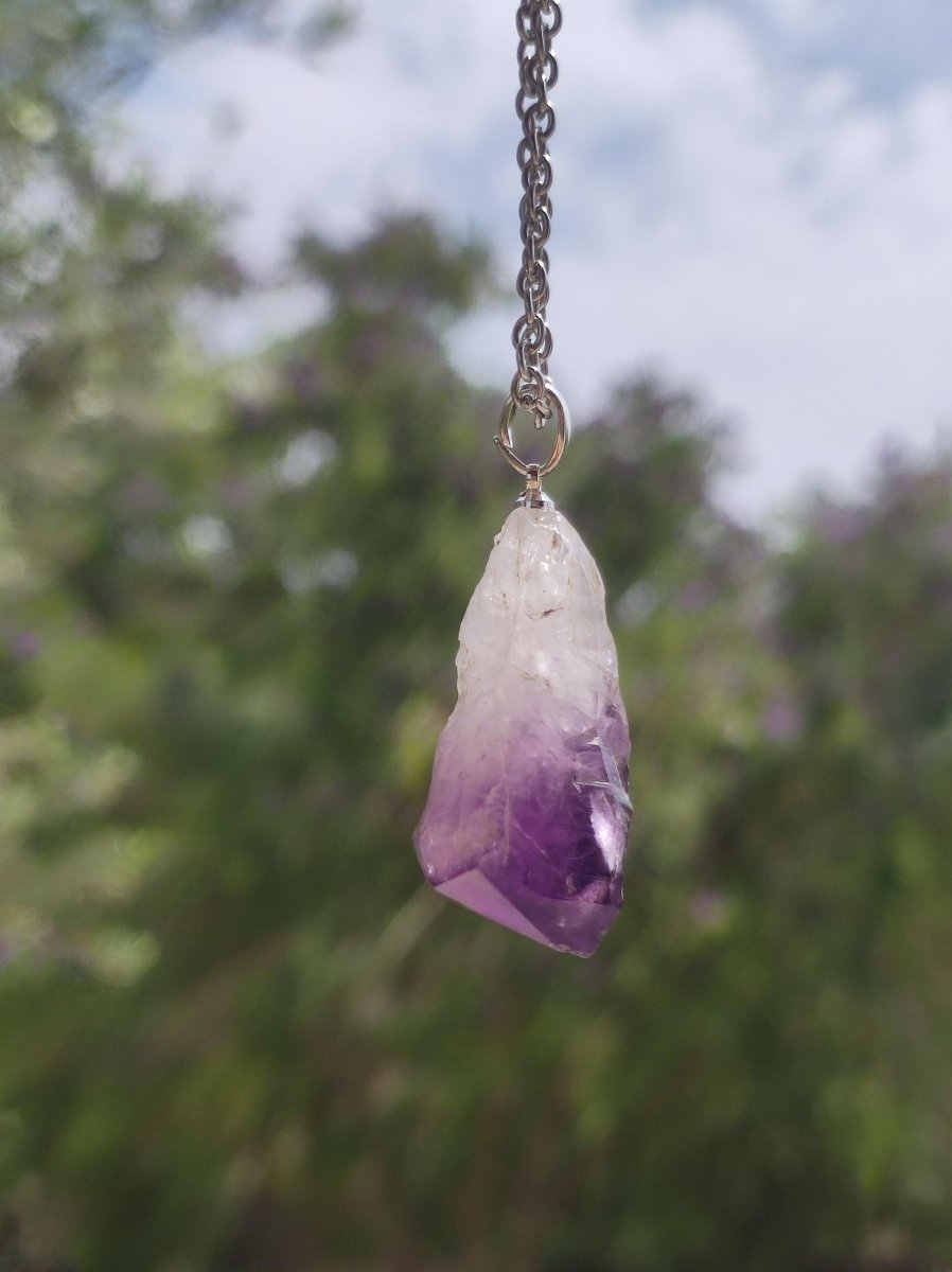 Amethyst Tropfen Roh - 925 Sterling Silber Edelstein Kette blau Rarität Natur Heilstein Kristall Anhänger Mann Frau Kind Er Sie Geschenk - Art of Nature Berlin