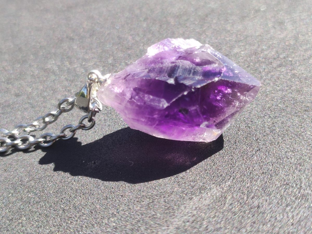 Amethyst Tropfen Roh - 925 Sterling Silber Edelstein Kette blau Rarität Natur Heilstein Kristall Anhänger Mann Frau Kind Er Sie Geschenk - Art of Nature Berlin
