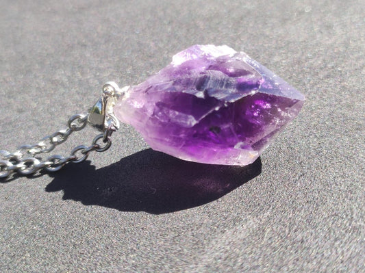 Amethyst Tropfen Roh - 925 Sterling Silber Edelstein Kette blau Rarität Natur Heilstein Kristall Anhänger Mann Frau Kind Er Sie Geschenk - Art of Nature Berlin