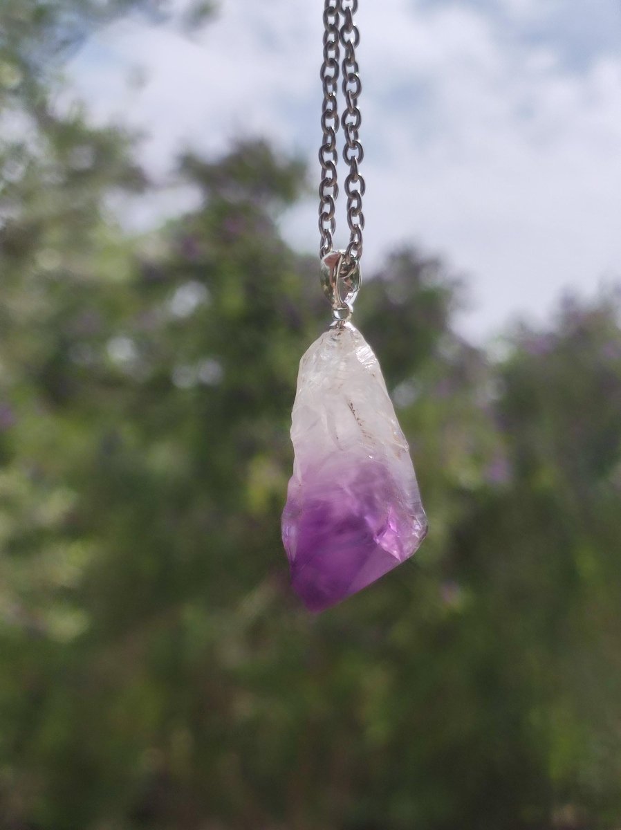 Amethyst Tropfen Roh - 925 Sterling Silber Edelstein Kette blau Rarität Natur Heilstein Kristall Anhänger Mann Frau Kind Er Sie Geschenk - Art of Nature Berlin