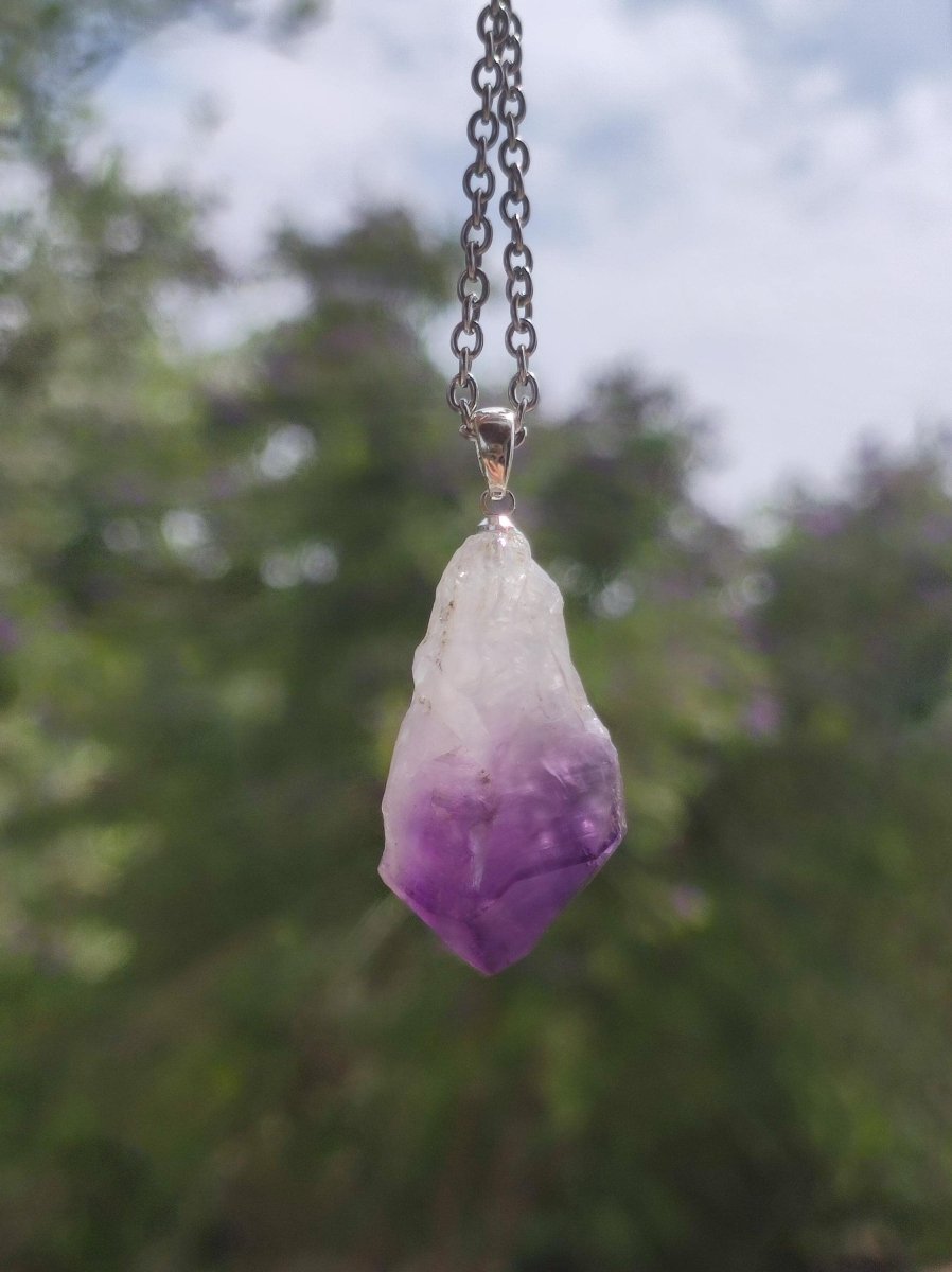 Amethyst Tropfen Roh - 925 Sterling Silber Edelstein Kette blau Rarität Natur Heilstein Kristall Anhänger Mann Frau Kind Er Sie Geschenk - Art of Nature Berlin