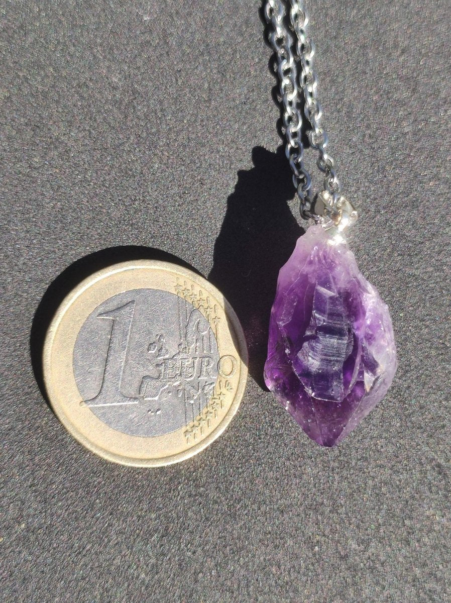 Amethyst Tropfen Roh - 925 Sterling Silber Edelstein Kette blau Rarität Natur Heilstein Kristall Anhänger Mann Frau Kind Er Sie Geschenk - Art of Nature Berlin