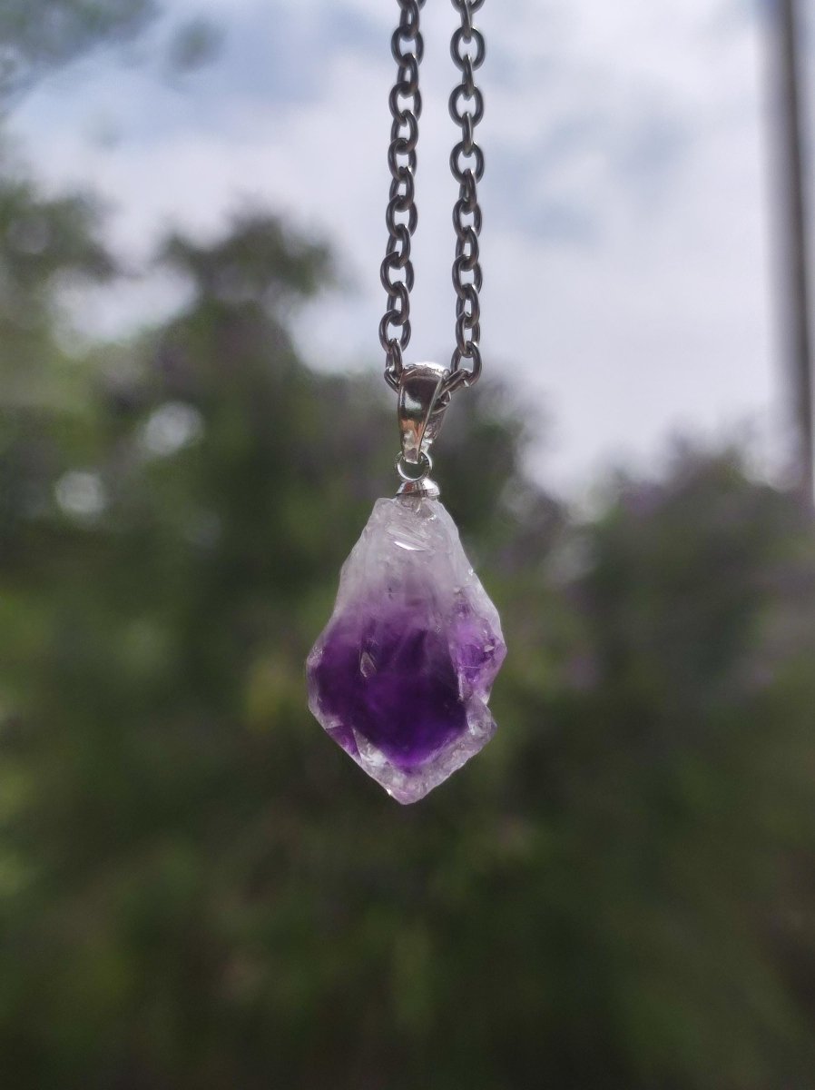 Amethyst Tropfen Roh - 925 Sterling Silber Edelstein Kette blau Rarität Natur Heilstein Kristall Anhänger Mann Frau Kind Er Sie Geschenk - Art of Nature Berlin