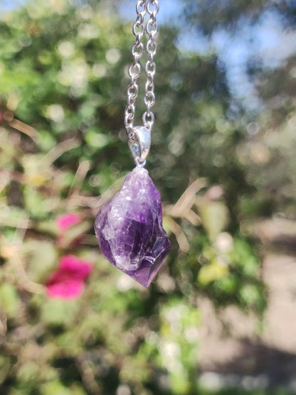 Amethyst Tropfen Roh - 925 Sterling Silber Edelstein Kette blau Rarität Natur Heilstein Kristall Anhänger Mann Frau Kind Er Sie Geschenk - Art of Nature Berlin