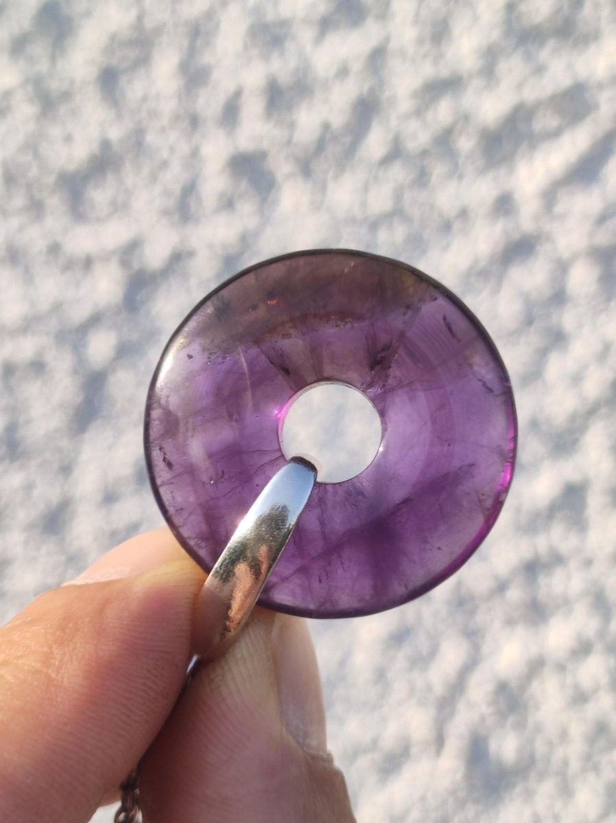 Ametrin (Amethyst & Citrin) A ~ Edelstein Donut Kette + 925 Silber Halter Lila Heilstein Schutzsymbol Mann Frau Glück Natur Rarität Geschenk - Art of Nature Berlin