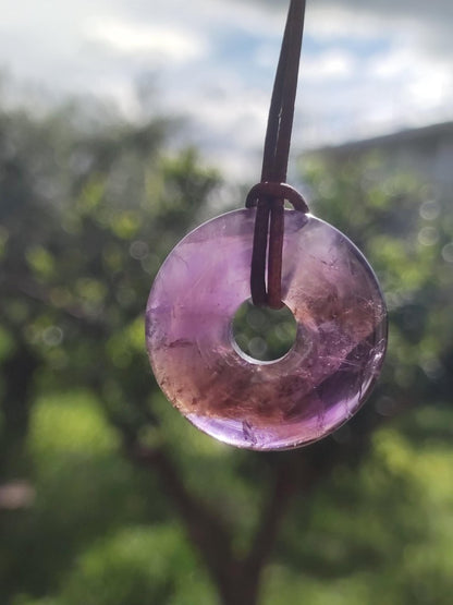 Ametrin (Amethyst & Citrin) ~ Edelstein Donut Kette Lila Heilstein Schutzsymbol Mann Frau Glück HIPPIE GOA Boho Ethno Natur Rarität Geschenk - Art of Nature Berlin