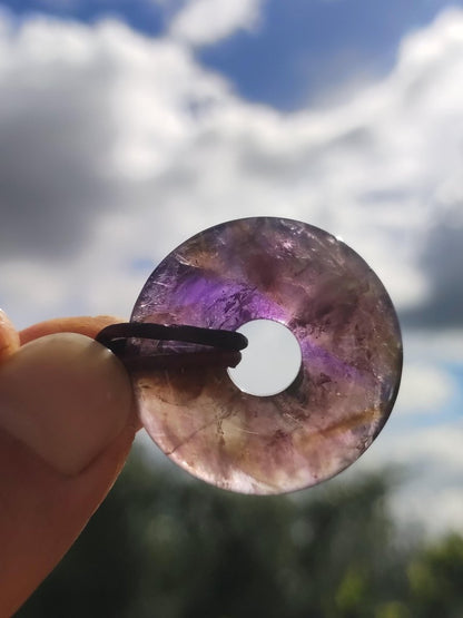 Ametrin (Amethyst & Citrin) ~ Edelstein Donut Kette Lila Heilstein Schutzsymbol Mann Frau Glück HIPPIE GOA Boho Ethno Natur Rarität Geschenk - Art of Nature Berlin