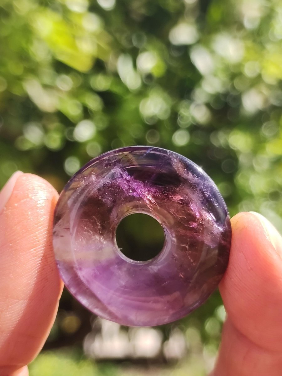 Ametrin (Amethyst & Citrin) ~ Edelstein Donut Kette Lila Heilstein Schutzsymbol Mann Frau Glück HIPPIE GOA Boho Ethno Natur Rarität Geschenk - Art of Nature Berlin