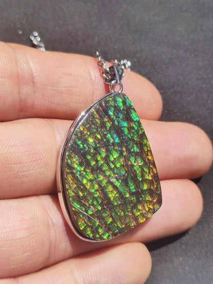 Ammolite - Edelstein Kette 925 Sterling Silber ~ Opalisierend HIPPIE GOA Boho Ethno Natur Heilstein Fossil Selten Sammler Magic bunt flash - Art of Nature Berlin