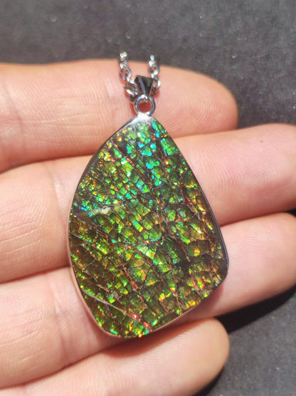 Ammolite - Edelstein Kette 925 Sterling Silber ~ Opalisierend HIPPIE GOA Boho Ethno Natur Heilstein Fossil Selten Sammler Magic bunt flash - Art of Nature Berlin