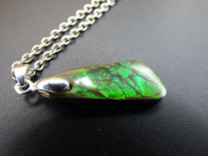 Ammolite Edelstein Kette 925 Sterling Silber ~ Opalisierend ~HIPPIE~GOA~Boho~Ethno~Nature~Heilstein~Fossil~Selten~Sammler~Magic~Grün~Flash - Art of Nature Berlin