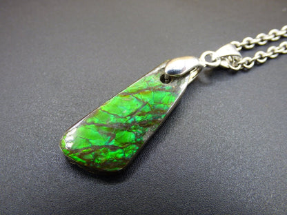 Ammolite Edelstein Kette 925 Sterling Silber ~ Opalisierend ~HIPPIE~GOA~Boho~Ethno~Nature~Heilstein~Fossil~Selten~Sammler~Magic~Grün~Flash - Art of Nature Berlin
