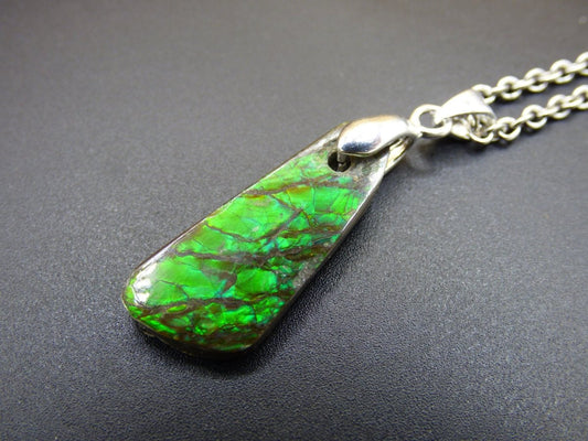 Ammolite Edelstein Kette 925 Sterling Silber ~ Opalisierend ~HIPPIE~GOA~Boho~Ethno~Nature~Heilstein~Fossil~Selten~Sammler~Magic~Grün~Flash - Art of Nature Berlin
