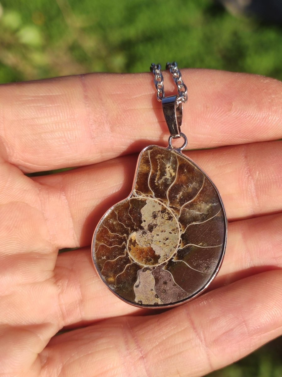 Ammonite Schnecke ~ Anhänger Kette ~HIPPIE ~GOA ~Boho ~Ethno ~Nature ~Heilstein ~Fossil ~Spirale - Art of Nature Berlin