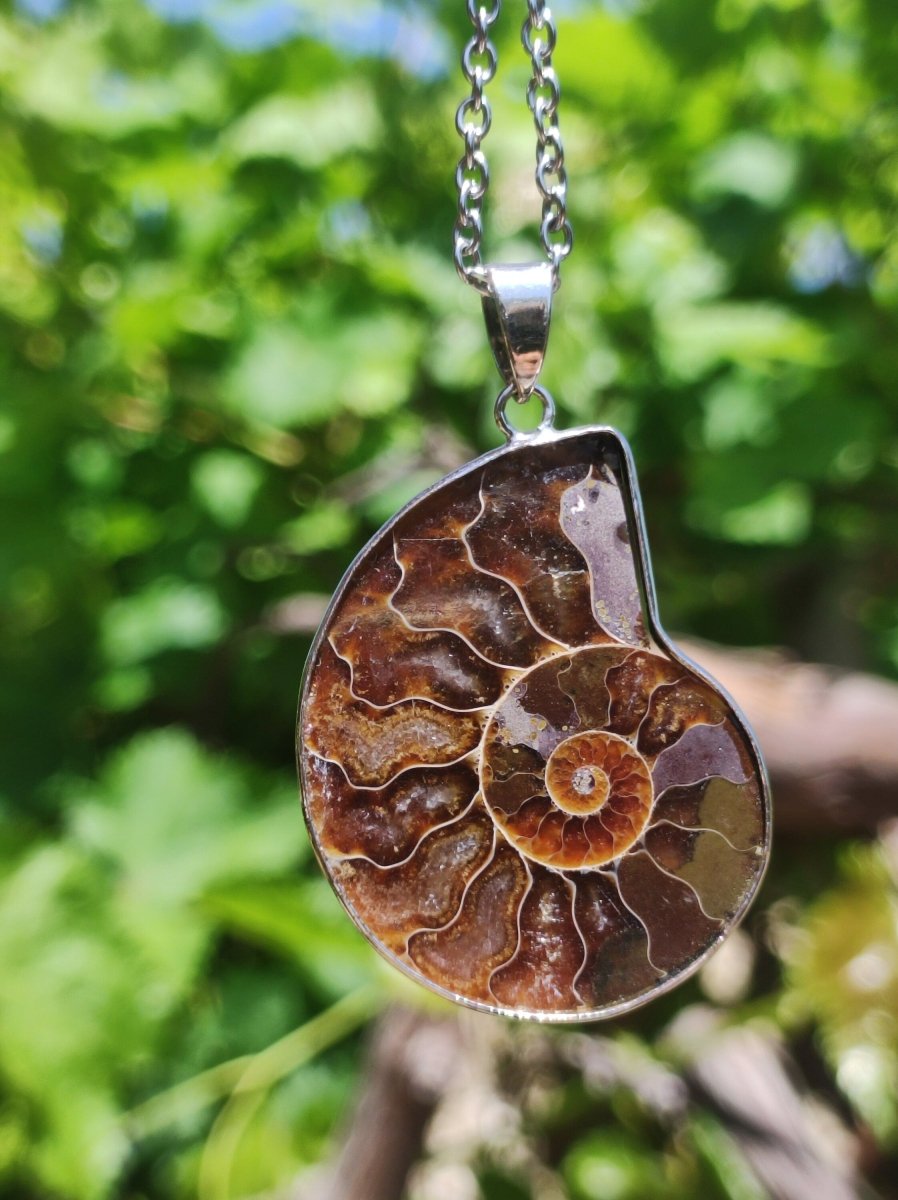 Ammonite Schnecke ~ Anhänger Kette ~HIPPIE ~GOA ~Boho ~Ethno ~Nature ~Heilstein ~Fossil ~Spirale - Art of Nature Berlin