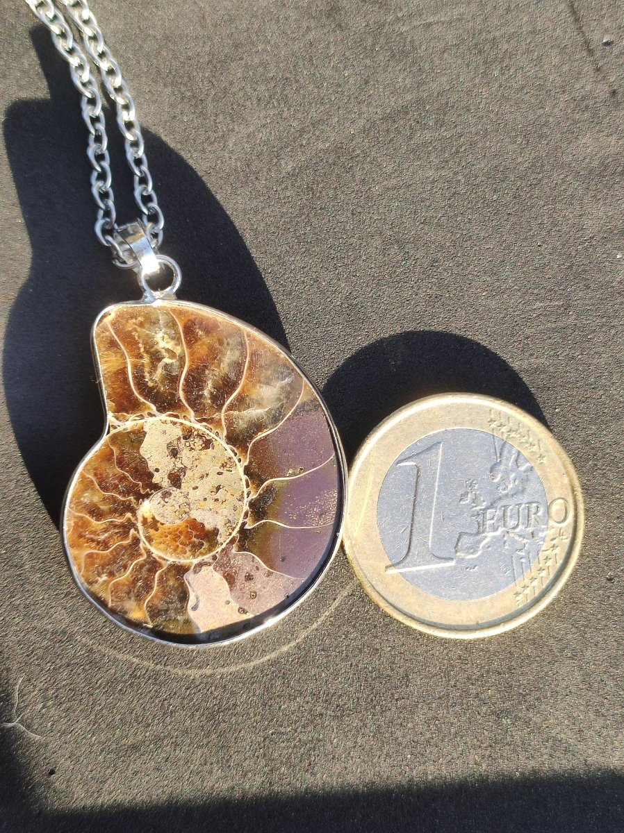 Ammonite Schnecke ~ Anhänger Kette ~HIPPIE ~GOA ~Boho ~Ethno ~Nature ~Heilstein ~Fossil ~Spirale - Art of Nature Berlin