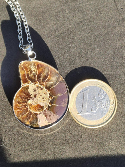 Ammonite Schnecke ~ Anhänger Kette ~HIPPIE ~GOA ~Boho ~Ethno ~Nature ~Heilstein ~Fossil ~Spirale - Art of Nature Berlin