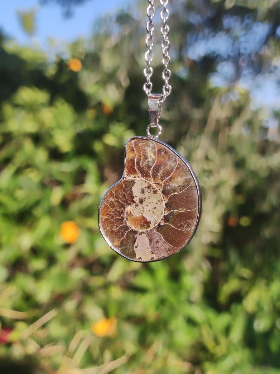 Ammonite Schnecke ~ Anhänger Kette ~HIPPIE ~GOA ~Boho ~Ethno ~Nature ~Heilstein ~Fossil ~Spirale - Art of Nature Berlin