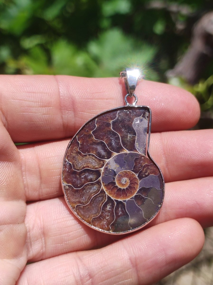 Ammonite Schnecke ~ Anhänger Kette ~HIPPIE ~GOA ~Boho ~Ethno ~Nature ~Heilstein ~Fossil ~Spirale - Art of Nature Berlin