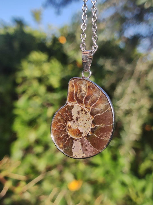 Ammonite Schnecke ~ Anhänger Kette ~HIPPIE ~GOA ~Boho ~Ethno ~Nature ~Heilstein ~Fossil ~Spirale - Art of Nature Berlin