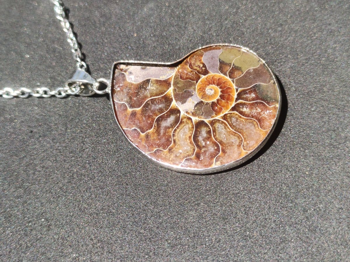 Ammonite Schnecke ~ Anhänger Kette ~HIPPIE ~GOA ~Boho ~Ethno ~Nature ~Heilstein ~Fossil ~Spirale - Art of Nature Berlin